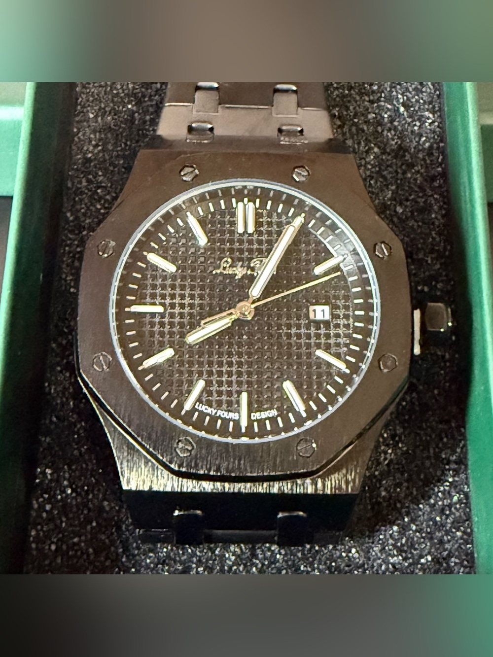 Lucky Fours Oceanus Obsidian Black 40mm Watch Brand New